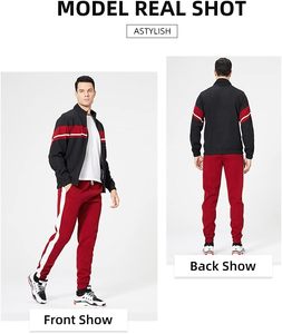 Vestes respirantes à fermeture éclair pour hommes, ensembles de 2 pièces, sweats à capuche, survêtements, sweat-shirt et pantalon de survêtement d'hiver de grande taille - Product Image 5