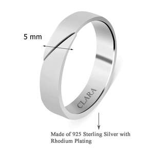 NOVAMART Fine Buy Premium 925 Pure Sterling <b>Silver</b> <b>Rings</b> for <b>Men</b> Geometric Design with Zircon Stone Rhodium Plated Everyday Wear - Product Image 2