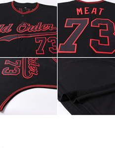 Maillot de baseball et de softball personnalisé noir et rouge sans manches 100% polyester antibactérien entièrement imprimé par sublimation - Product Image 6