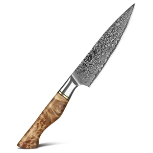 Cuchillo Nakiri Japonés de 8 Pulgadas, Hecho a Mano, de Acero Damasco VG10 de 89 Capas, con Incrustaciones de Latón y Madera de Hierro del Desierto de EE. UU. - Product Image 4