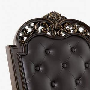 2025 chaises de restaurant de café en bois de teck massif de luxe classique antique avec siège en cuir sculptures accoudoirs meubles de restaurant - Product Image 6