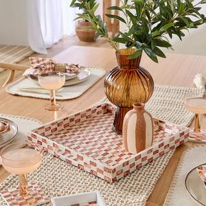 Mother Of Pearl <b>Tray</b> <b>Warm</b> Tone Mosaic Rectangular Handmade Serving Decor <b>Tray</b> For Rustic Modern Home Decoration Living Room Use - Product Image 2