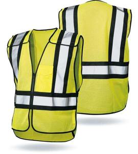Chaleco de trabajo de alta visibilidad para hombre, ropa de seguridad reflectante con cremallera y multibolsillos, malla fluorescente a prueba de agua - Product Image 5
