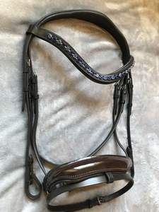 High Quality Leather Horse Bridle Horse Racing Leather Bridle and Horse Bridle with Metal <b>Hardware</b> Leather with Crystal - Product Image 6