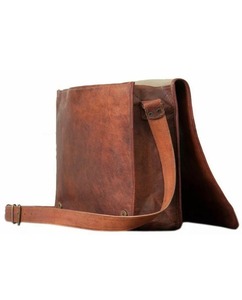 Bolso bandolera de piel de cabra marrón vintage bolso de maletín para ordenador portátil genuino a la moda - Product Image 2