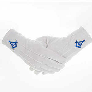 Gants maçonniques de haute qualité, bon marché, 100% coton, avec logo brodé de carré et de compas - Product Image 6