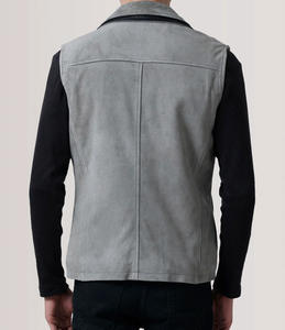 Luxury <b>Men's</b> Full Grain Genuine Leather Waistcoat Stand Custom Zipper Pattern Breathable <b>Fleece</b> Waterproof Racing <b>Vest</b> Winter - Product Image 4