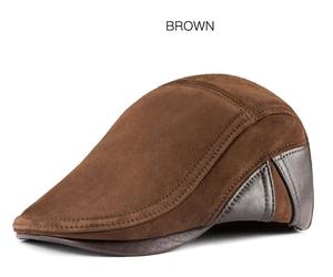 Bérets d'hiver pour hommes Casquettes décontractées en cuir véritable Casquettes rétro Bérets Chapeaux Chapeau de papa Casquette en peau de mouton - Product Image 2
