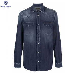 Premium quality <b>men's</b> <b>denim</b> <b>shirt</b> with a unique design, customizable color options, short sleeves, and a trendy vintage appeal - Product Image 3