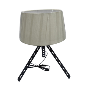 Hot Sale <b>Small</b> Metal Tripod Desk <b>Lamp</b> with Cotton <b>Shade</b> Black Texture LED Warm White Light for Home Decor - Product Image 1