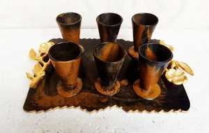 Bandeja de tocador de resina Multicolor, bandeja de servicio de café de cristal elegante con asas de aluminio chapadas en oro, bandeja de joyería de diseño de ónix - Product Image 5