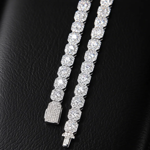 สร้อยข้อมือเทนนิสวงแหวนเพชร VVS Moissanite กำไลข้อมือฮิปฮอปหรูหราสีเงิน925 - Product Image 6