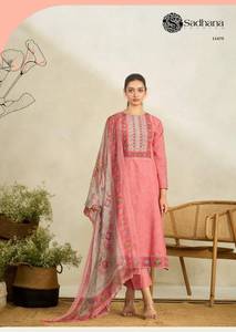 ชุดเดรสผ้าฝ้ายพิมพ์ลายดิจิทัลสำหรับใส่ไปงานปาร์ตี้งานแฟนซีผ้าฝ้ายอินเดียและปากีสถานแบบพรีเมี่ยม - Product Image 3