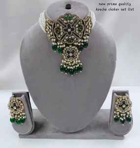 Indian Flower Stylish Fancy Choker Motipearl Pendent Mala <b>Drop</b> & Kundan Traditional Gold Tone <b>Pearl</b> Choker <b>Necklace</b> Earring Set - Product Image 2