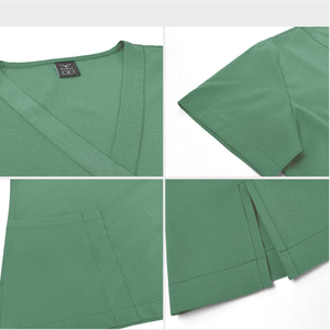 Scrubs chirurgicaux à col en V à manches courtes taille élastique réglable ensemble d'uniformes médicaux légers vêtements de travail à séchage rapide - Product Image 2