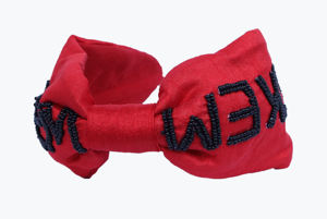 Vibrant Red Comfort-fit <b>Padded</b> Handmade Beaded Latter <b>Headband</b> Custom Embroidered <b>Padded</b> Hairbands Make in India 2025 - Product Image 5