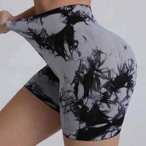 Shorts de Yoga para Mujer, Cintura Media, Diseño a Cuadros, Sin Costuras, Spandex/Nylon, Elásticos en 4 Direcciones, Transpirables, Compresivos, para Gimnasio - Product Image 1