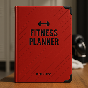 Labon đỏ tập thể dục kế hoạch lá đen dập góc Kim loại phòng tập thể dục Workout Nhật Ký cho sức mạnh đào tạo và theo dõi tiến độ - Product Image 1