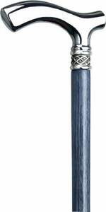 Mango de latón de cocodrilo y bastón cromado de línea delgada de ébano abollado con eje de ébano con collar de latón en eje de madera negra, 36" - Product Image 6