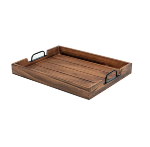 Plateau en bois durable avec poignée en métal, emballage de luxe, rangement, artisanat en bois, plateau de service cadeau, prix les plus bas - Product Image 1