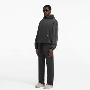 Sudadera con capucha lavada con ácido de lana de algodón de gran tamaño para hombre Sudadera con capucha personalizada lisa con hombros caídos con patrón estampado - Product Image 3