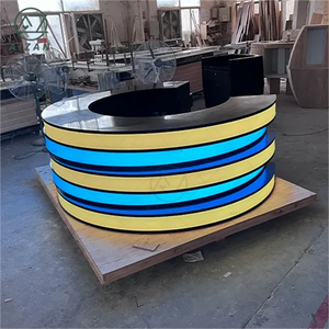 Estación DE TRABAJO DE MESA DE NOTICIAS DE TV de escritorio de ancla de noticias LED curvada de diseño moderno para consola de transmisión de estación de Radio para estudios de noticias - Product Image 5