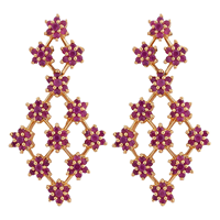 Collier et boucles d'oreilles Star Cluster Red cz Ruby parures de bijoux en plaqué or 18 carats pour femmes bijoux de mariage en diamant américain