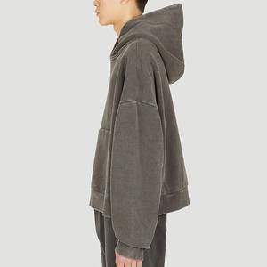 Nouveau Style Heavyweight Boxy Vintage Acid Washed Hoodie pour hommes 100% coton brodé hiver surdimensionné Crop Hoodie - Product Image 6