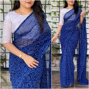 2022 nueva llegada mujeres Georgette impreso Saree especial Monzón colección bordado espejo trabajo blusa bodas al por mayor - Product Image 5