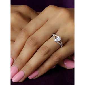 Bague de fiançailles en argent sterling 925 pur avec diamant américain de 1 carat de forme poire, qualité AAA, 2,68 grammes - Product Image 1