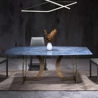 Table de luxe pour maison hôtel salle à manger Table à manger moderne avec plateau en verre et métal forme ronde meubles Table à manger