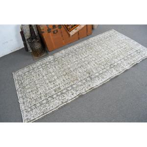 Alfombra Turca Decorativa de 3.3x7.1 pies, Alfombra Marroquí Vintage Gris - Product Image 1