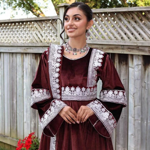2024 Vintage Afghan Kuchi vestido hecho a mano bordado encaje manga larga conjuntos de mujer estilo afgano Festival vestido de novia Pashtun - Product Image 4