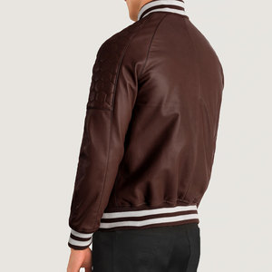 Hombres, s nuevo estilo Slim Fit College Casual hombres Stand Collar béisbol Varsity chaqueta de cuero de calidad personalizada Letterman - Product Image 5