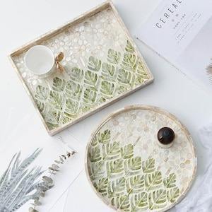 Bandeja de lujo con Incrustaciones de nácar de alta calidad, bandejas decorativas para servir, fregona, bandeja redonda personalizada, vajilla hecha en Vietnam - Product Image 2