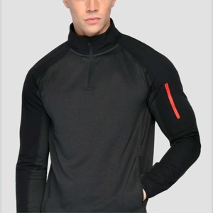 เสื้อกีฬาแขนยาวมีซิปแบบสวมหัวสำหรับผู้ชายเสื้อใส่เล่นกอล์ฟเสื้อออกกำลังกายผ้าโพลีเอสเตอร์เข้ารูปเร็ว1/4 - Product Image 2