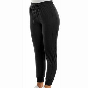 Pantalon large pour femme en toile 100% coton anti-rides avec taille élastique et impression par transfert thermique - Product Image 5