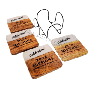 จานรองแก้วไม้อะคาเซียขัดเงาพร้อมผิวหินอ่อนทำจากเรซิ่นกล่องงานฝีมือทำด้วยมือและป้ายติดผนัง - Product Image 3