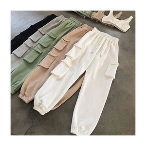 2023 nueva ropa informal de algodón de alta calidad para correr, pantalones Cargo para mujer, ropa informal, pantalón Cargo largo y ancho, 100% algodón - Product Image 2