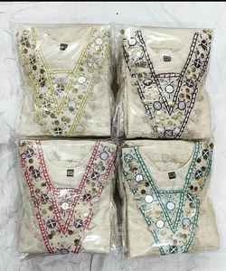 Verano cómodo Shiffli Work Kurti Pant Set Co-ord Set Ropa india y pakistaní Mujer al por mayor por fabricante en India - Product Image 2