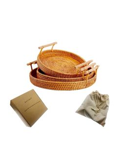 Bandeja de servicio de ratán hecha a mano para decoración del hogar de diseño único moderno o bandeja de caña o bambú a un precio razonable - Product Image 5
