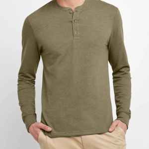 T-shirt henley sur mesure tissu en coton de qualité supérieure patte de boutonnage de style athlétique avec logo imprimé Design vierge - Product Image 1