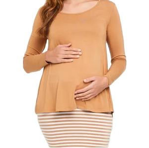 T-shirt de maternité respirant pour femmes enceintes et allaitantes, coupe ample, 100% coton, vente chaude d'été, couleur unie - Product Image 2