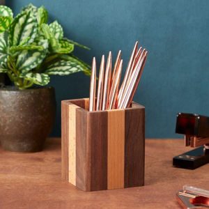 Porte-stylo en bois brun de qualité exclusive porte-stylo en bois au design de luxe pour organisateur de bureau à prix raisonnable - Product Image 4