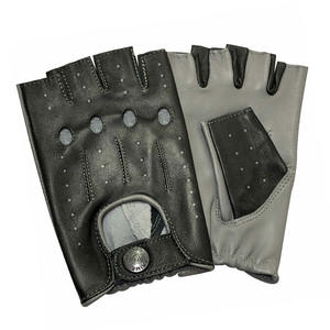 Guantes cortos de cuero para hombre y mujer, diseño original, guantes de conducción de medio dedo, guantes de conducción transpirables de piel de oveja para verano. - Product Image 4