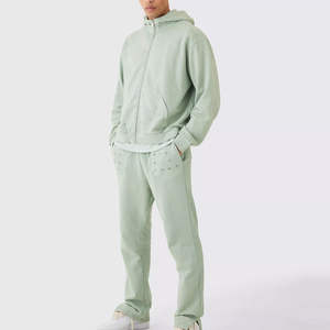 Conjunto Deportivo Informal de Sudadera con Capucha y Pantalones Deportivos de Color Verde Menta para Hombre, Ropa Deportiva Personalizada al por Mayor - Product Image 1