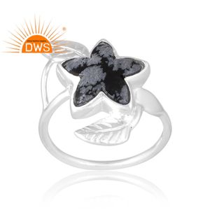 Best Selling 925 Sterling Silver Natural Snowflake <b>Obsidian</b> Gemstone Ring Custom <b>Jewelry</b> For Women Gift For Her - Product Image 1