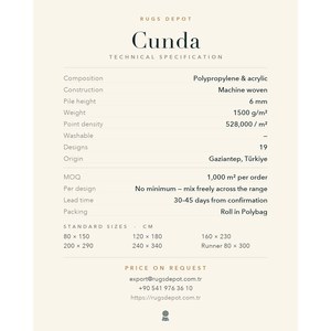 พรมโพลีโพรพิลีนและอะคริลิกแบบขายส่ง CUNDA CN014 สีเบจ ผลิตด้วยเครื่องจักร พรมตุรกีสำหรับห้องนั่งเล่น โครงการโรงแรม - Product Image 4