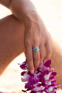 Anillo de Plata de Ley 925 con Turquesa Sólida, Regalo para Esposa - Product Image 5