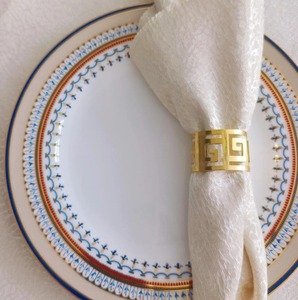 New Stocked Luxury <b>Metal</b> Golden <b>Beaded</b> Flower Shape Napkin Ring Tabletop Wedding Decor for Dinner Parties - Product Image 5